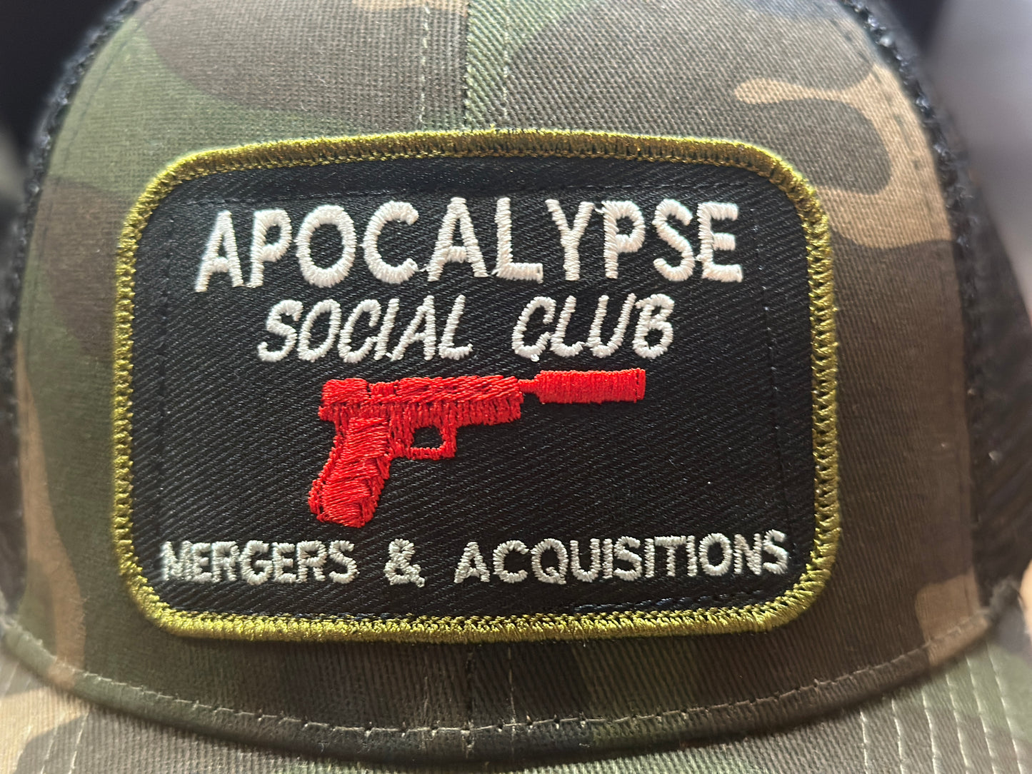 Apocalypse Social Club Embroidered Patch Cap - Mergers & Acquisitions
