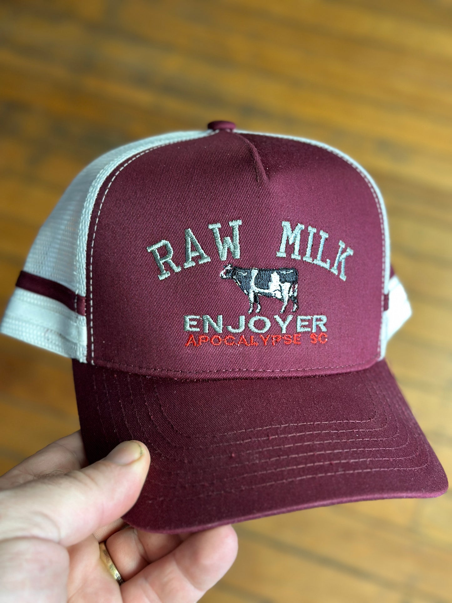 Raw Milk Enjoyer Embroidered Trucker Cap